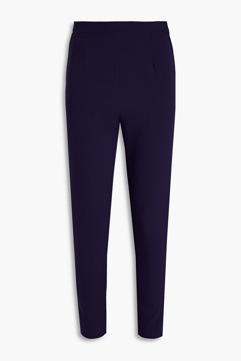 Safiyaa Adrianna Cropped Crepe Slim-leg Trousers In Blue