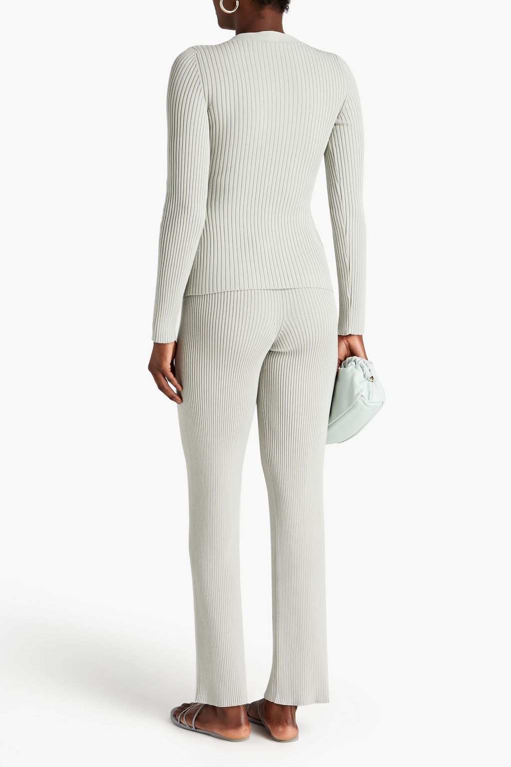 SAFIYAA Asymmetric ribbed-knit cardigan