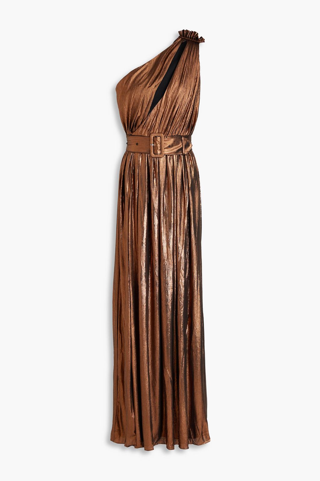 RETROFETE Andrea one shoulder pleated metallic jersey gown THE OUTNET