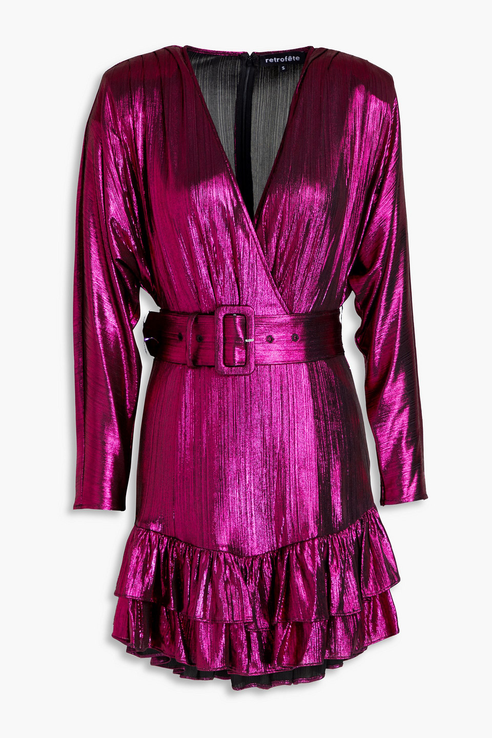 Retrofte Maureen Wrap-effect Metallic Jersey Mini Dress In Fuchsia | ModeSens Retrofte Maureen Wrap-effect Metallic Jersey Mini Dress In Fuchsia | ModeSens