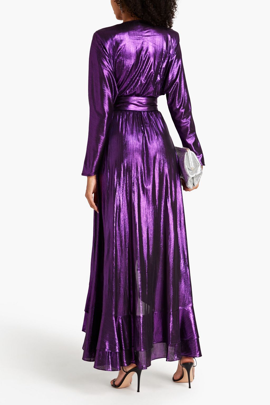 RETROFÊTE Wayne metallic jersey maxi wrap dress