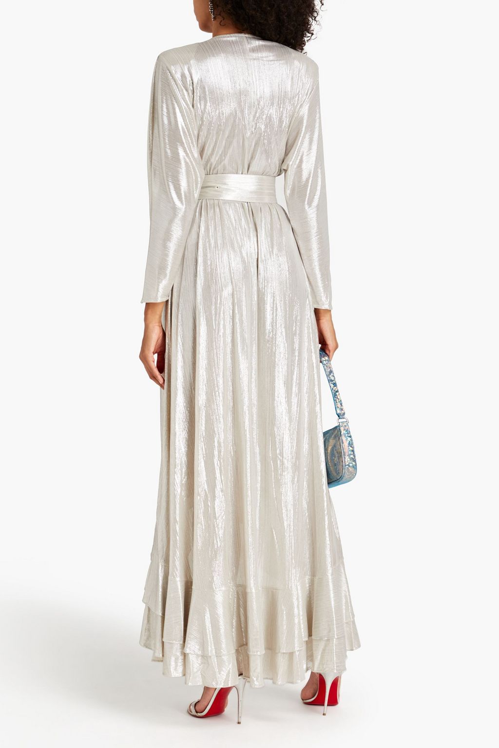 RETROFÊTE Wayne metallic jersey maxi wrap dress