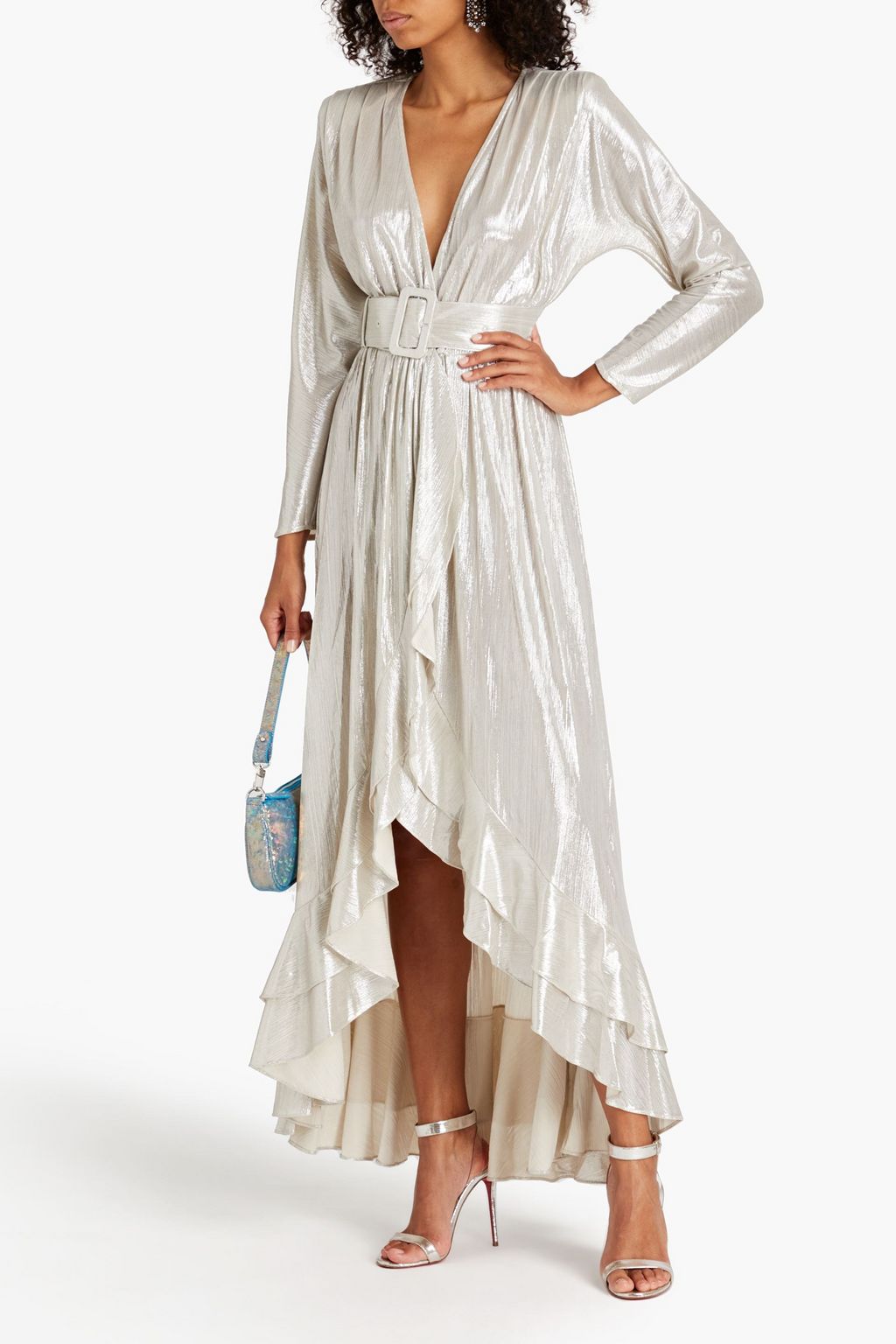 RETROFÊTE Wayne metallic jersey maxi wrap dress