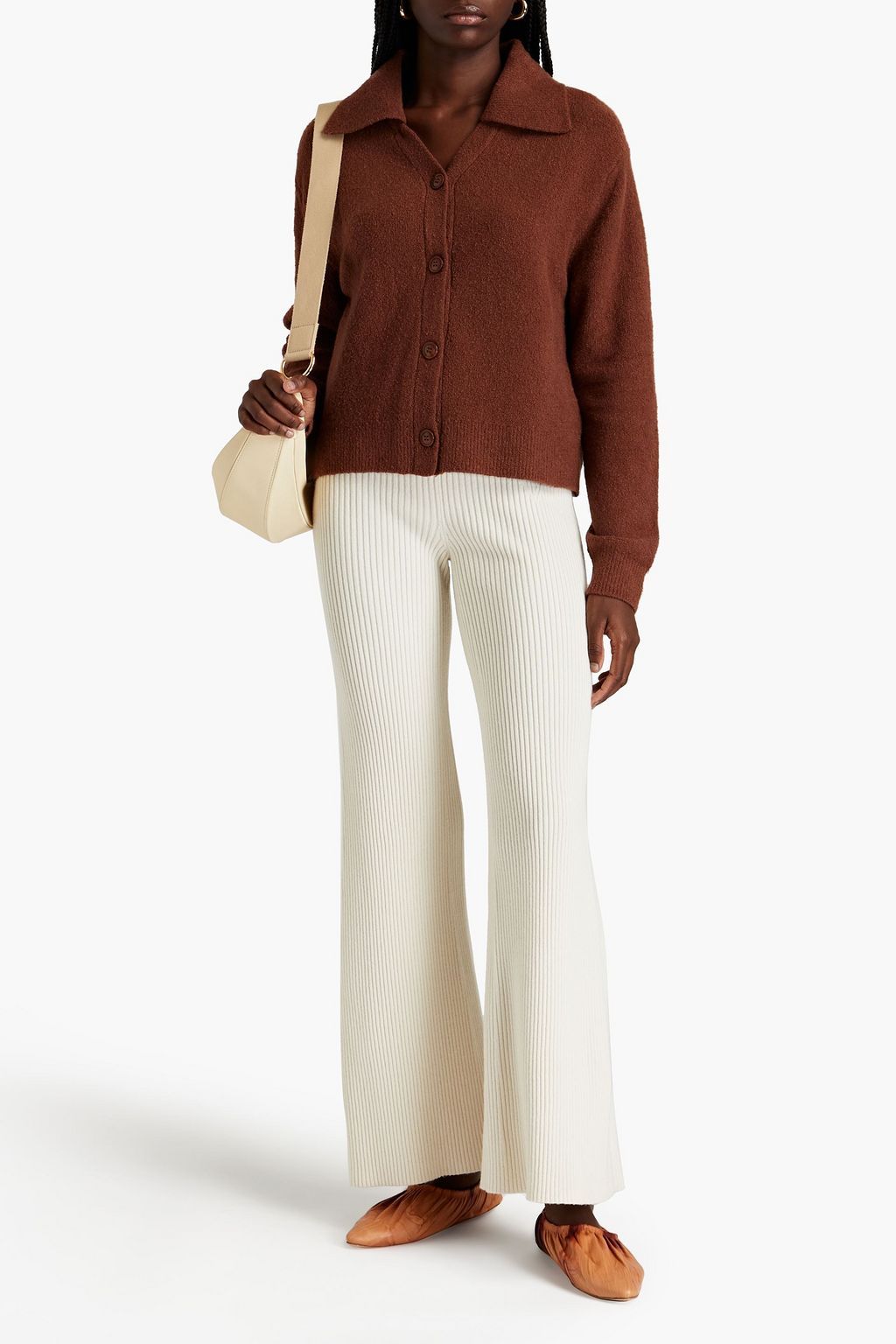 SAMSØE Φ SAMSØE Bouclé-knit organic cotton-blend cardigan
