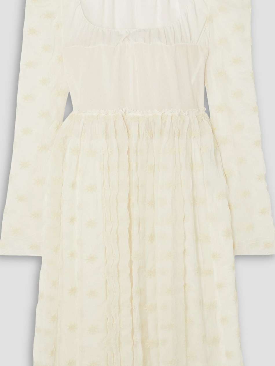 embroidered silk-chiffon and georgette dress