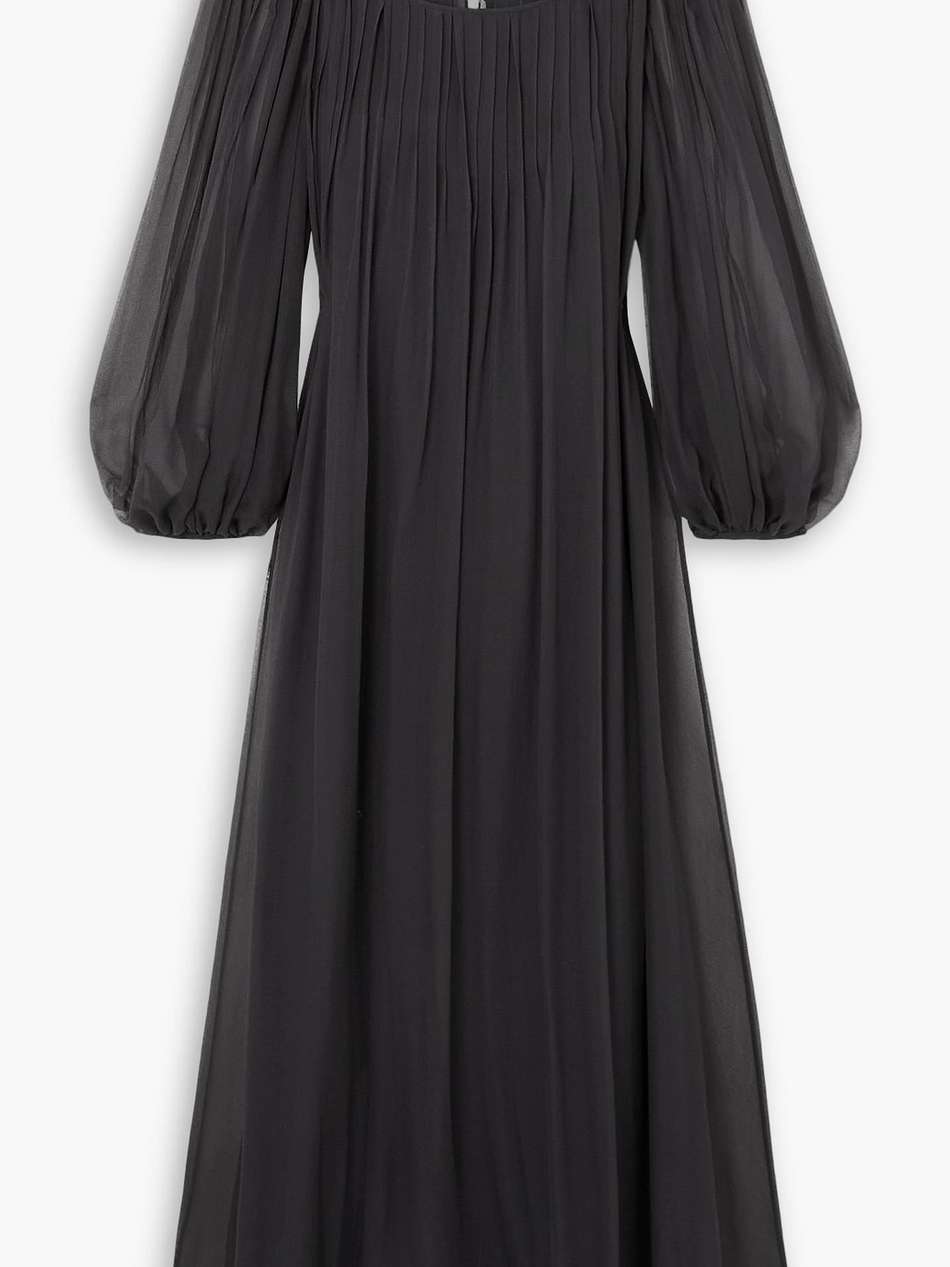 pleated silk-chiffon maxi dress