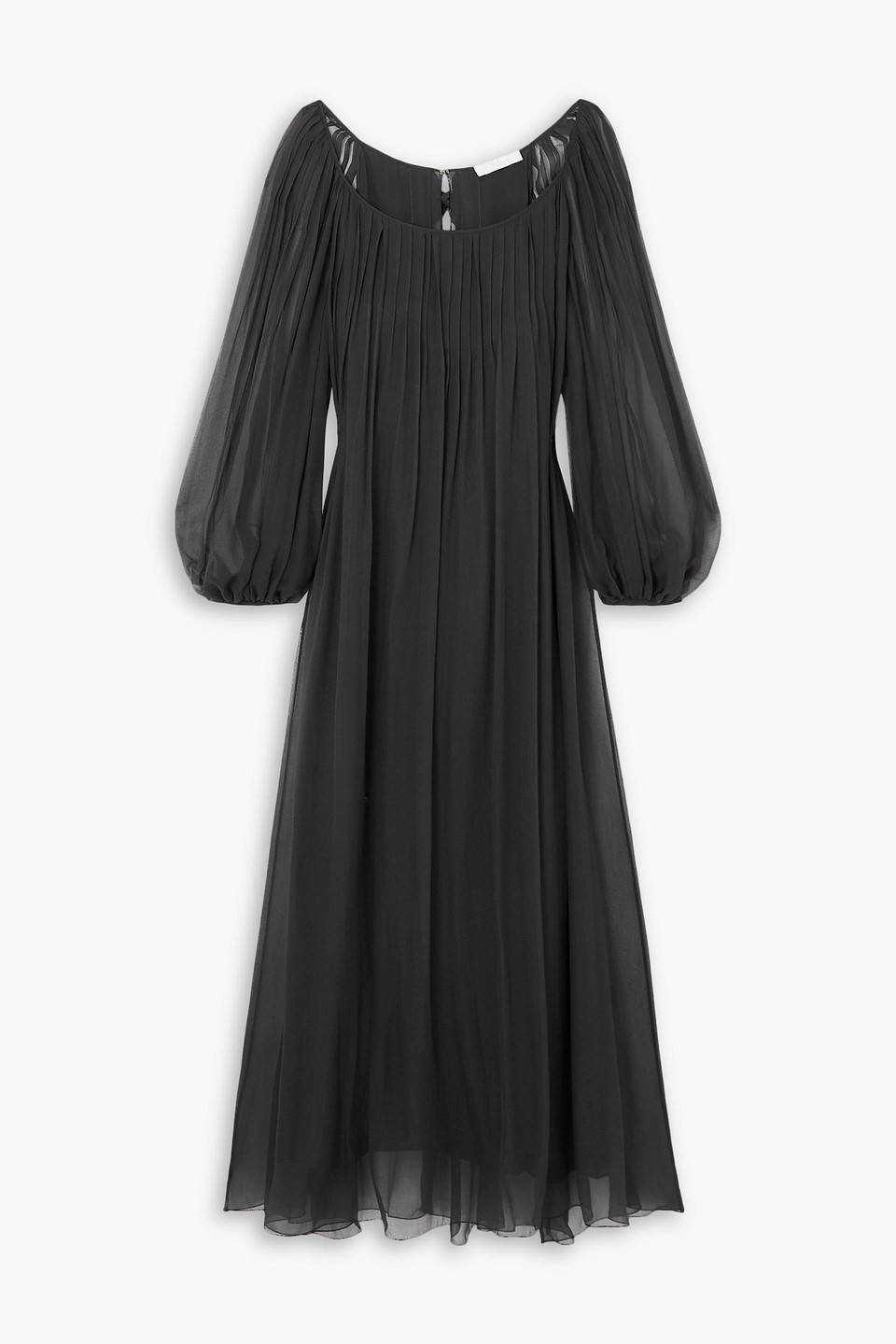 Chloé Pleated Silk-chiffon Maxi Dress In Schwarz