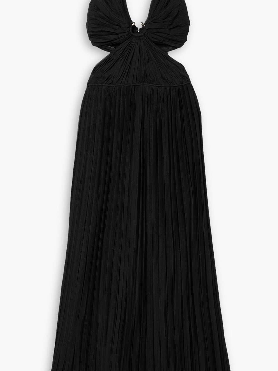 cutout pleated silk-chiffon gown
