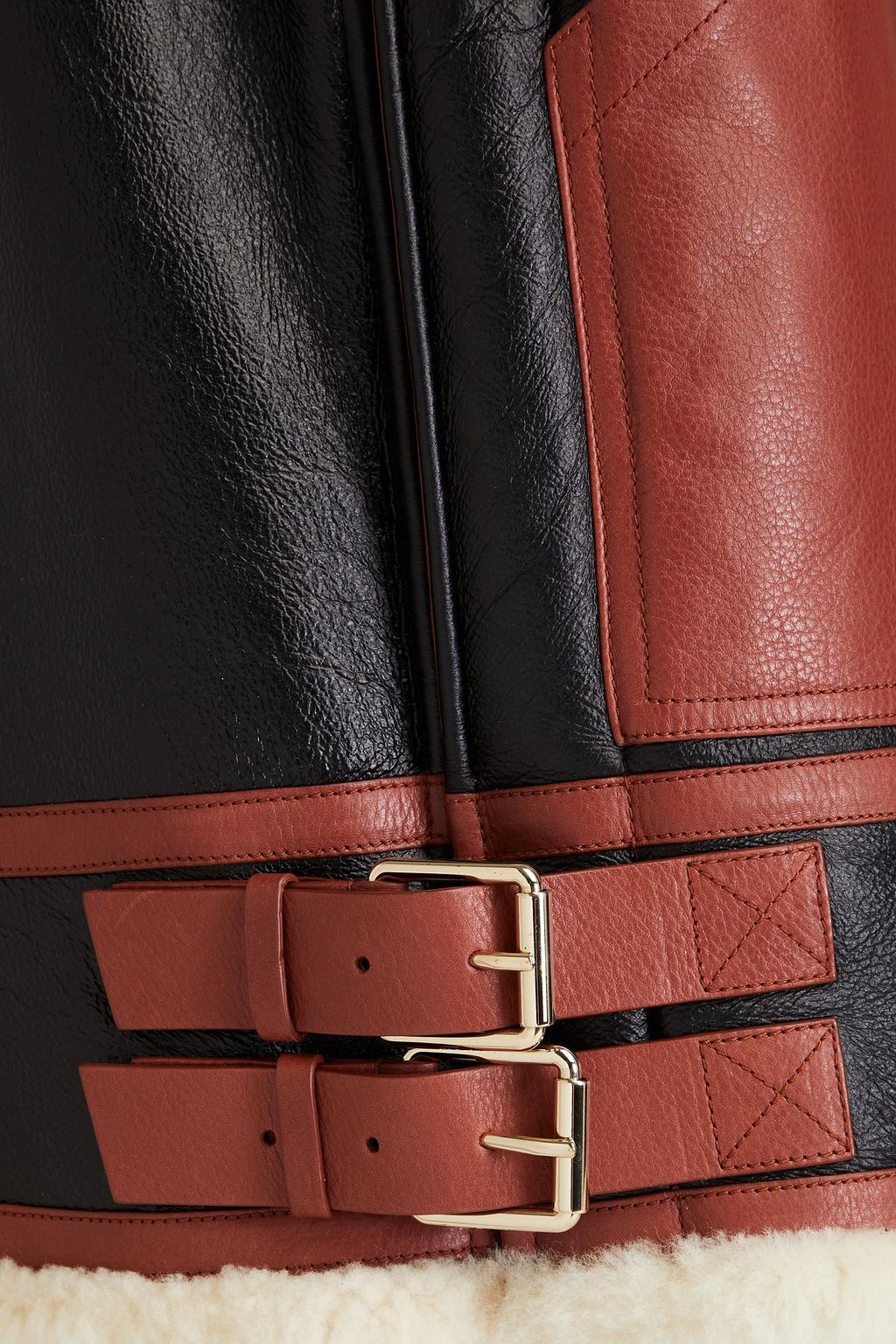 CHLOÉ Shearling-trimmed two-tone pebbled-leather vest
