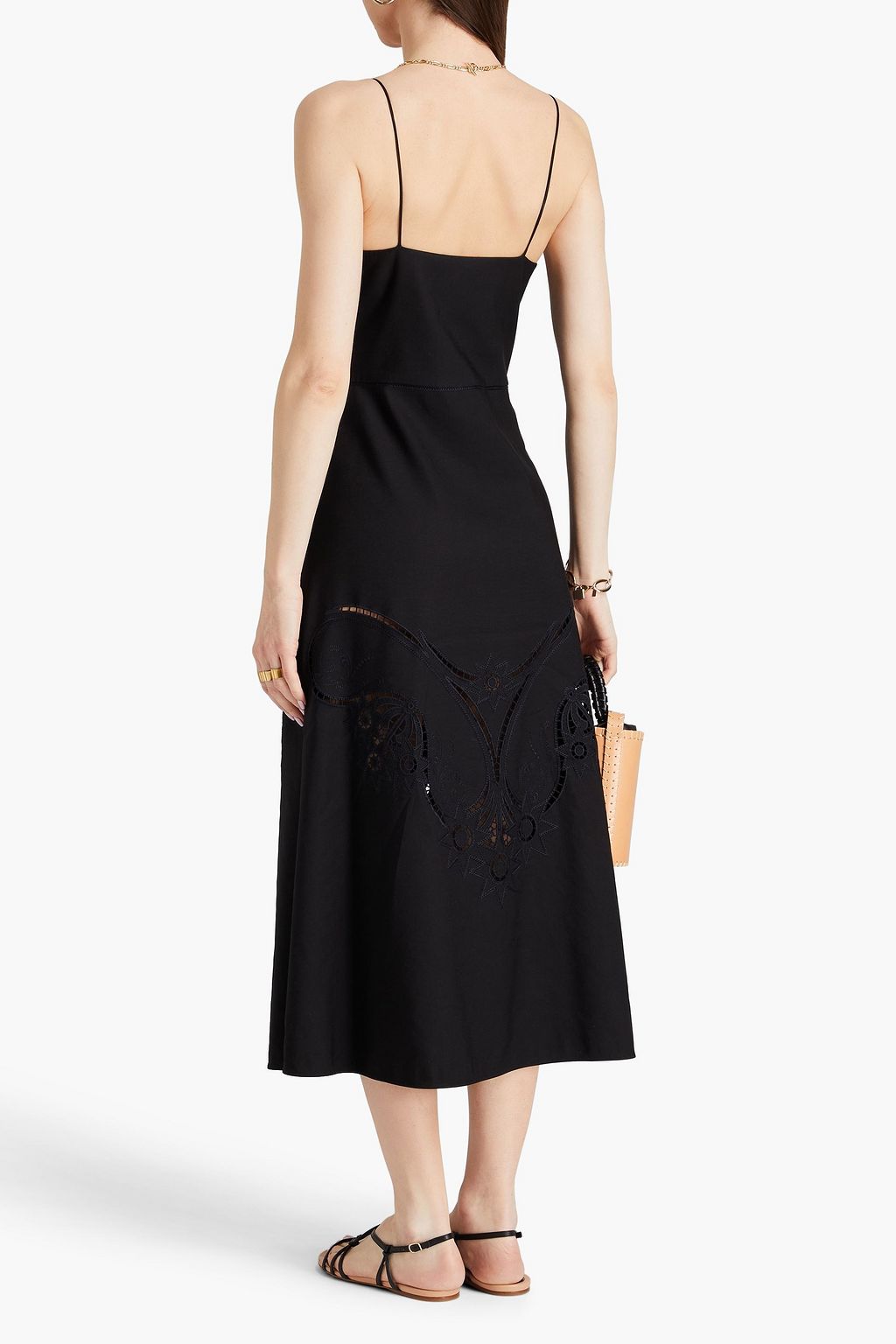 CHLOÉ 기퓌르 레이스 패널 캔버스 미디 드레스