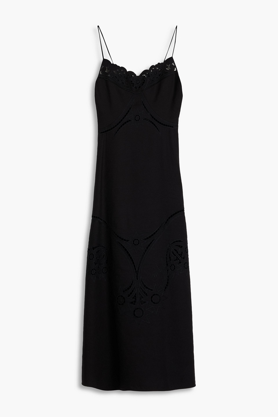 Chloé Broderie Anglaise Midi Dress In Schwarz