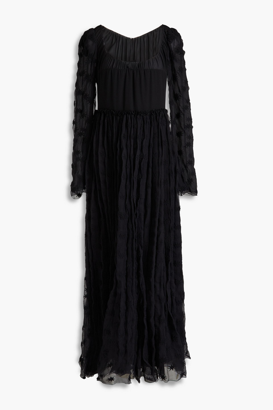 Chloé Maxikleid Aus Seidenchiffon Mit Stickereien In Schwarz