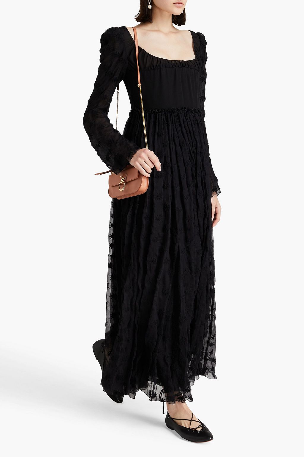 CHLOÉ Embroidered silk-chiffon maxi dress