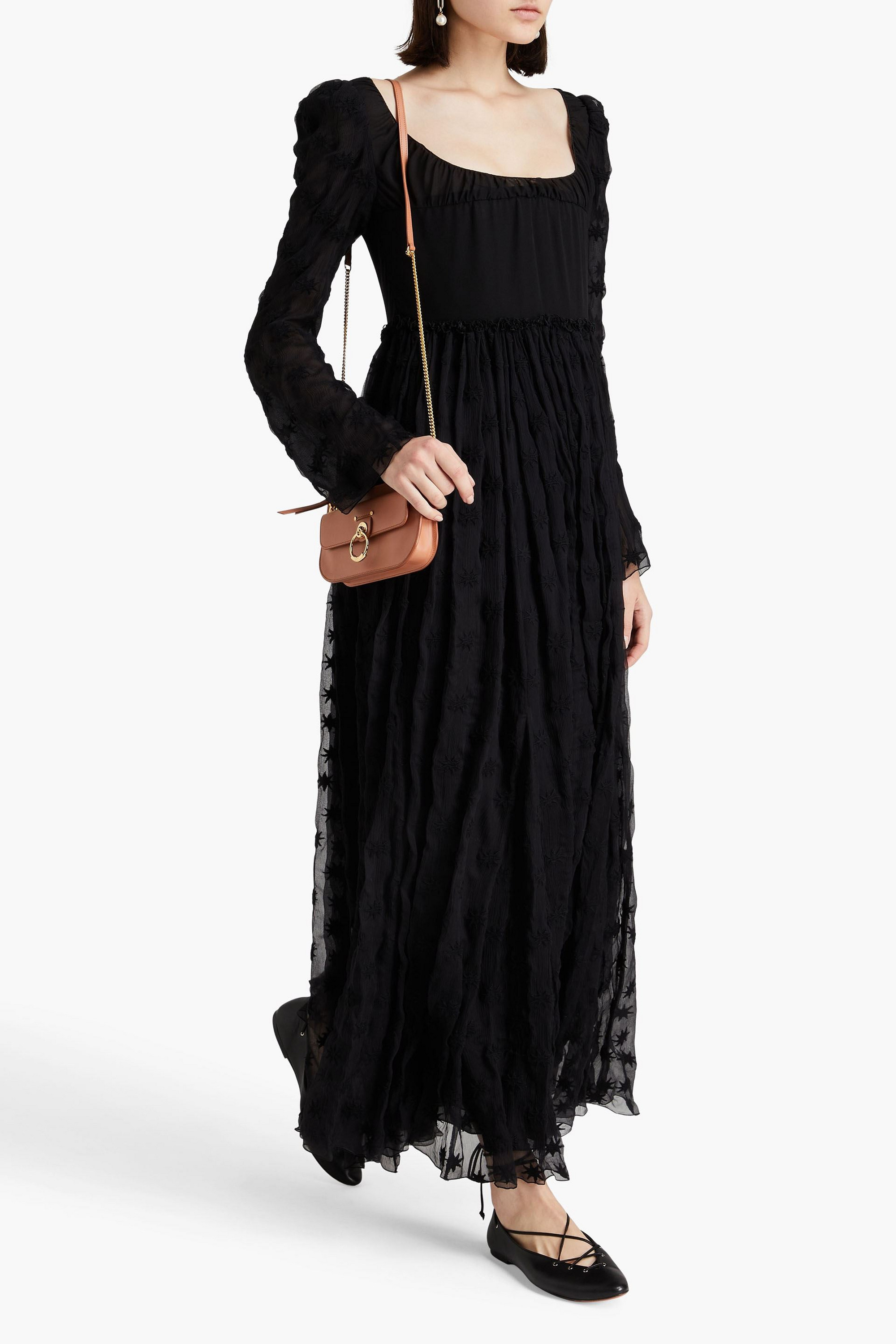 Chloé Embroidered silk-chiffon maxi dress
