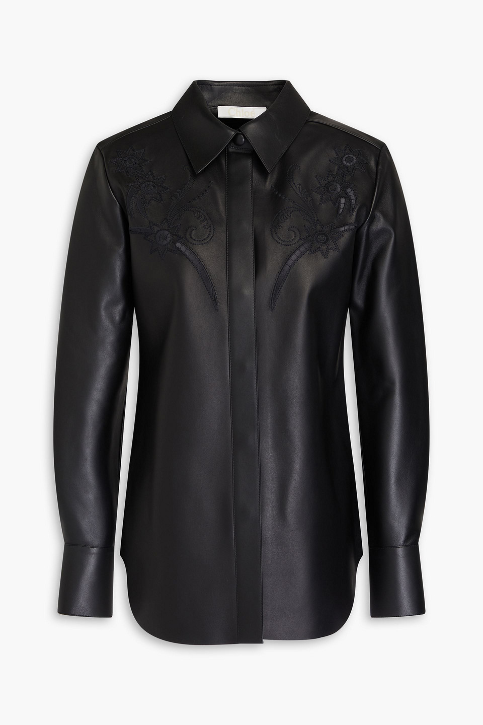 Chloé Embroidered laser-cut leather shirt