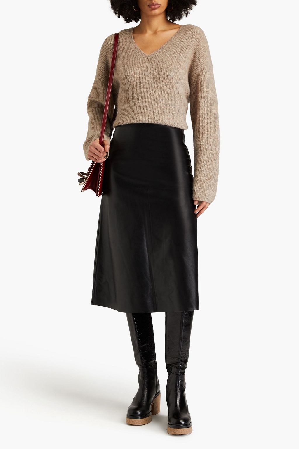 CHLOÉ Leather midi skirt