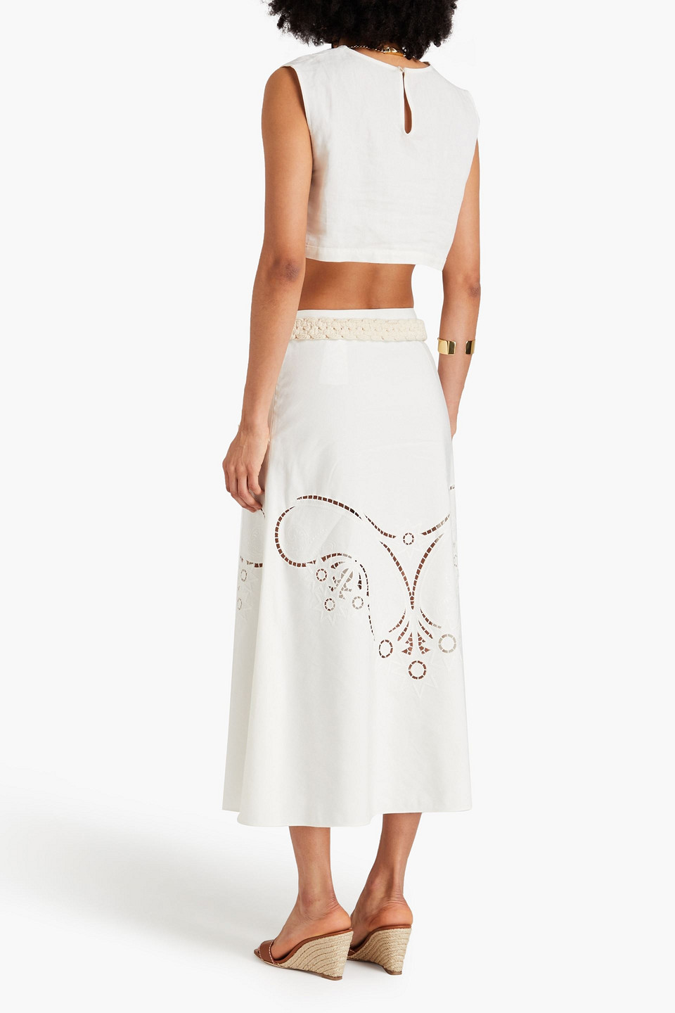 Chloé Embroidered A-line Skirt Mid-length Silhouette In Weiss