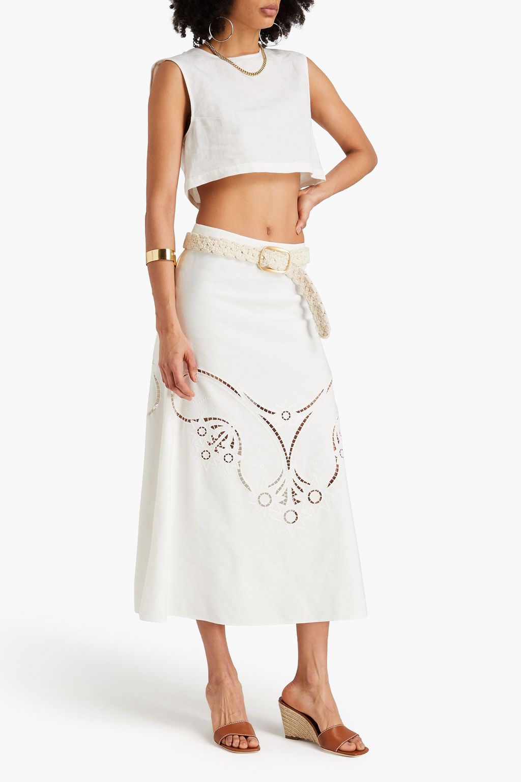 CHLOÉ Broderie anglaise midi skirt