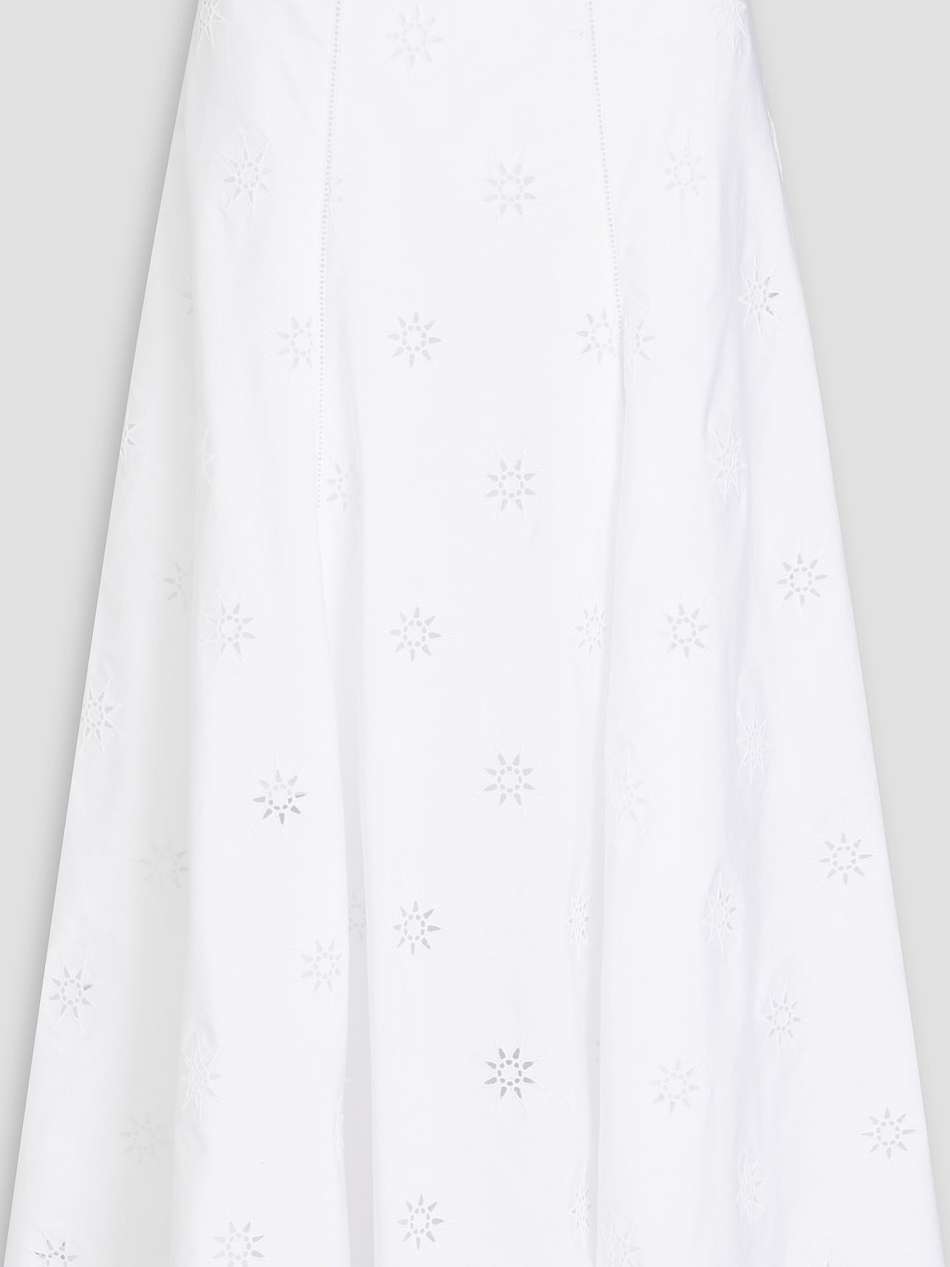 lattice-trimmed broderie anglaise cotton midi skirt