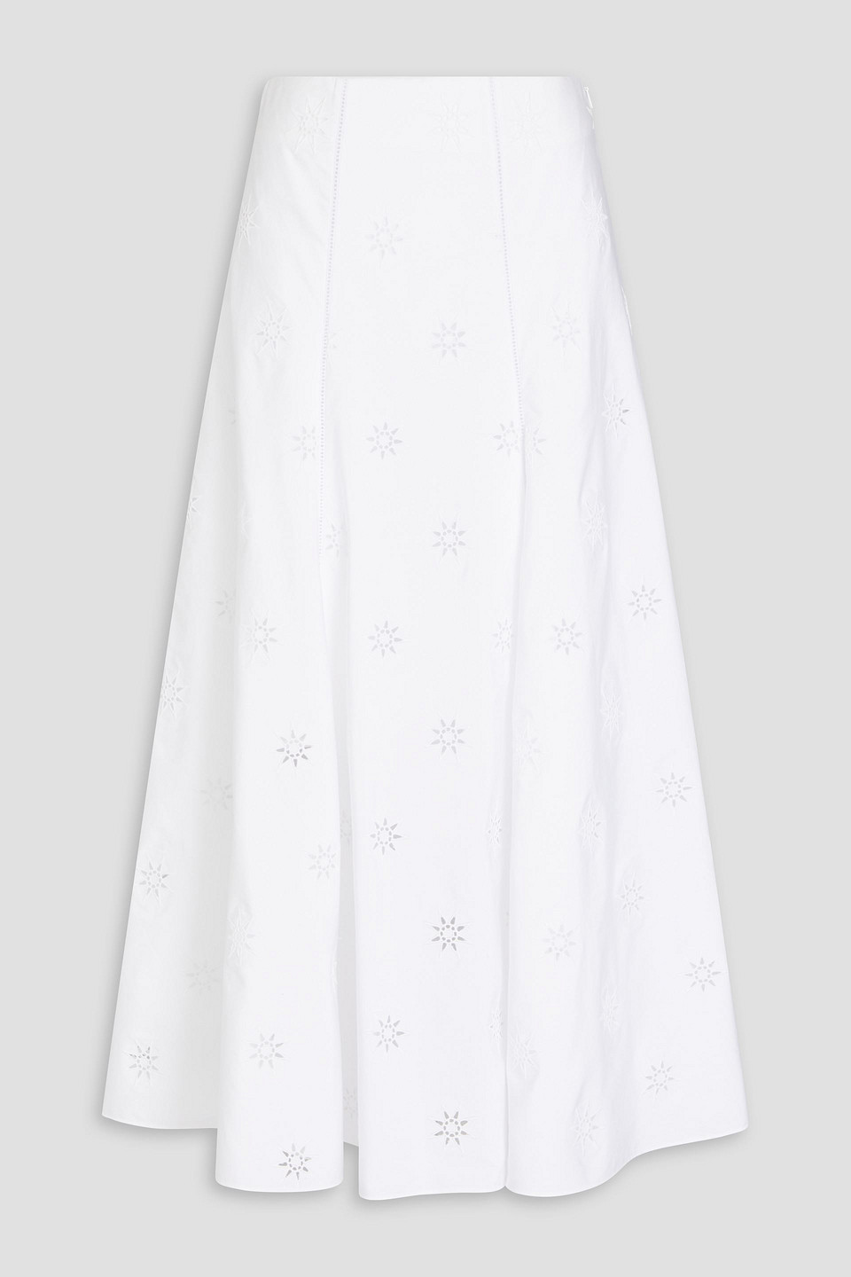 Chloé - Lattice-trimmed broderie anglaise cotton midi skirt - White - FR 44