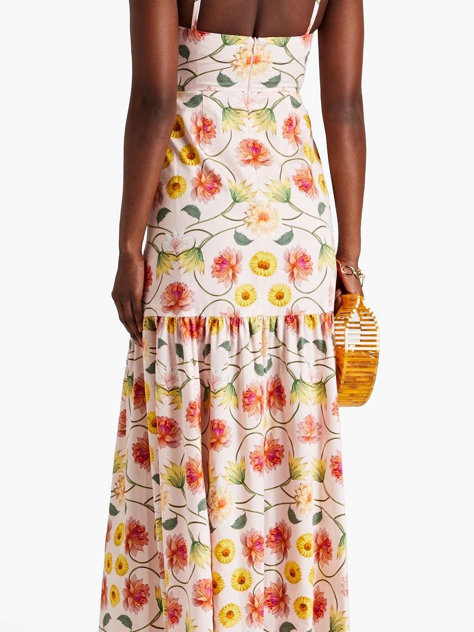 cordelia gathered floral-print cotton-poplin maxi dress
