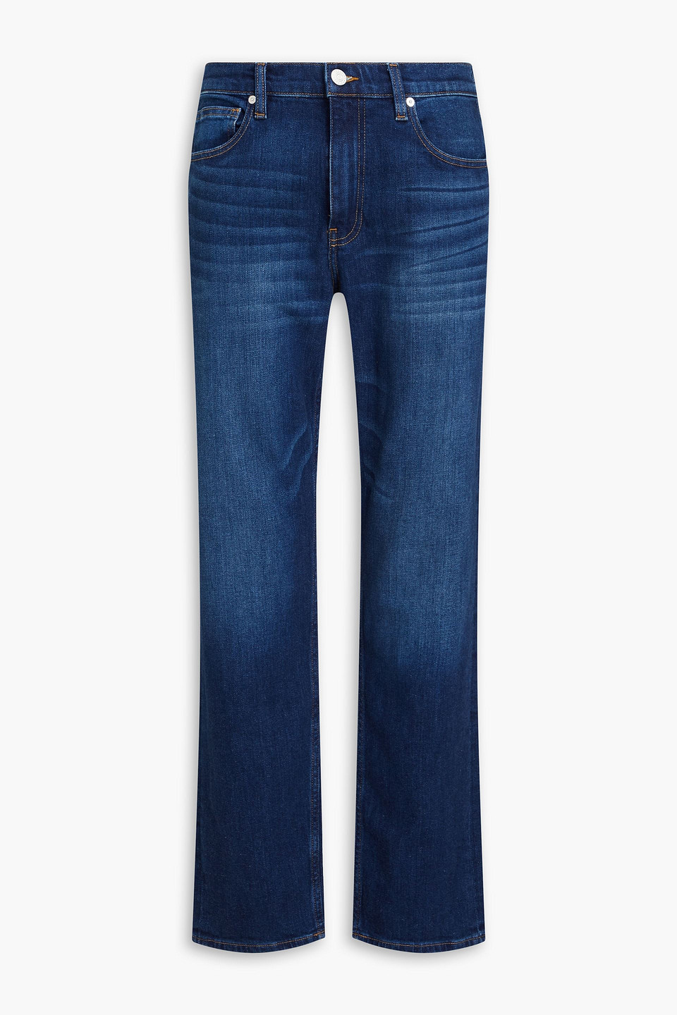 Frame The Straight Whiskered Denim Jeans In Dark Denim