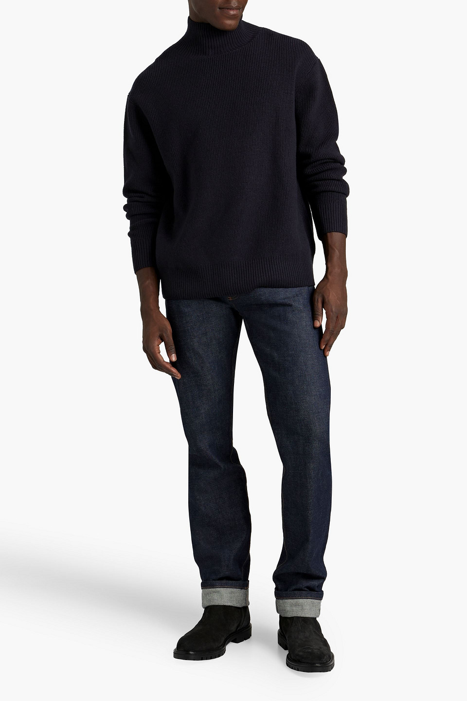 Shop Frame Wool Turtleneck Sweater In Midnight Blue