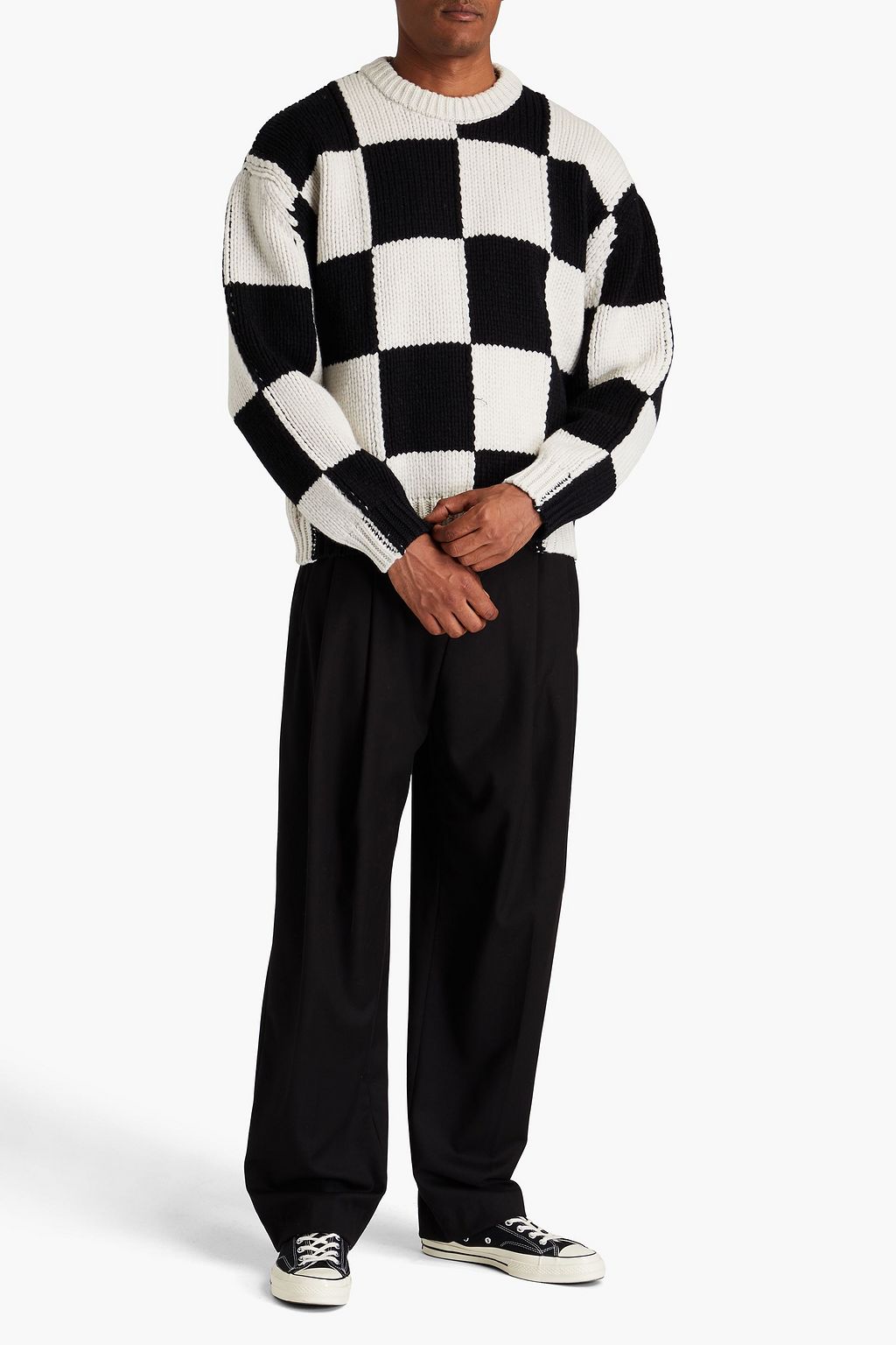 FRAME Checked merino wool sweater