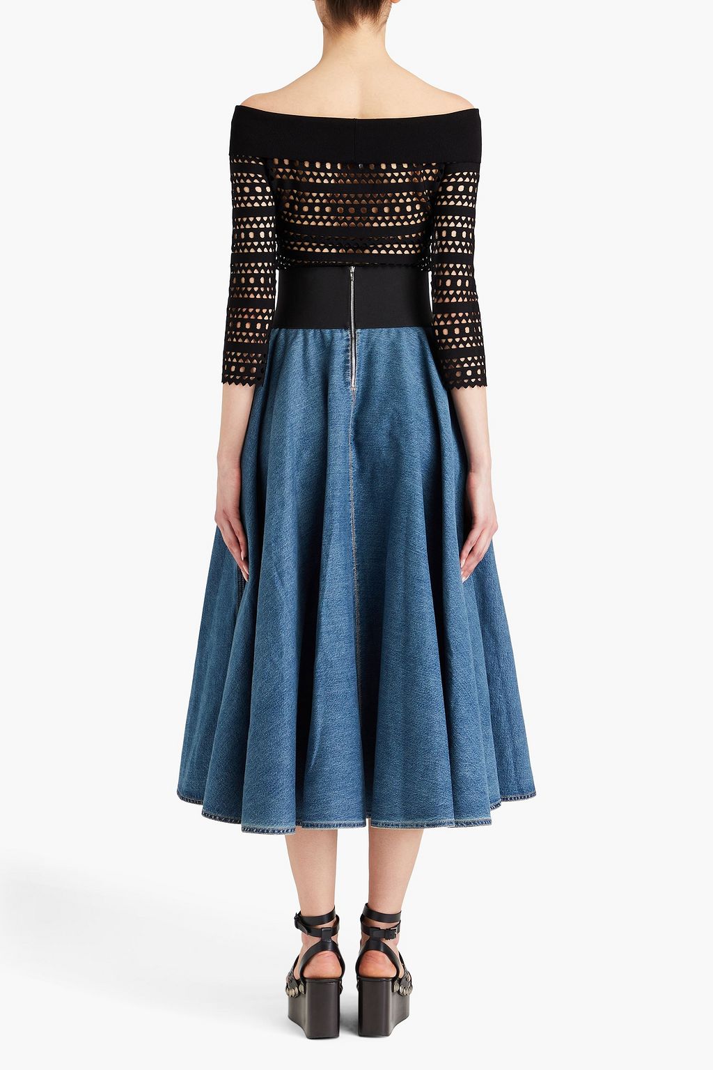 ALAÏA Schulterfreies Oberteil aus lasergeschnittenem Stretch-Jersey