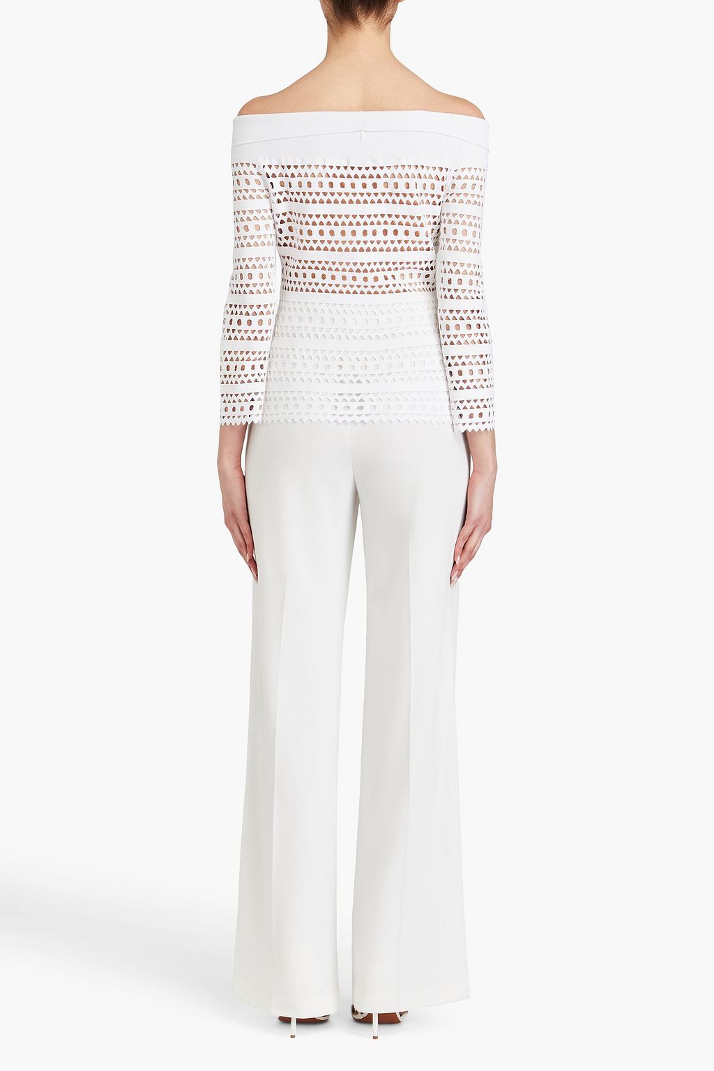 ALAÏA Schulterfreies Oberteil aus lasergeschnittenem Stretch-Jersey