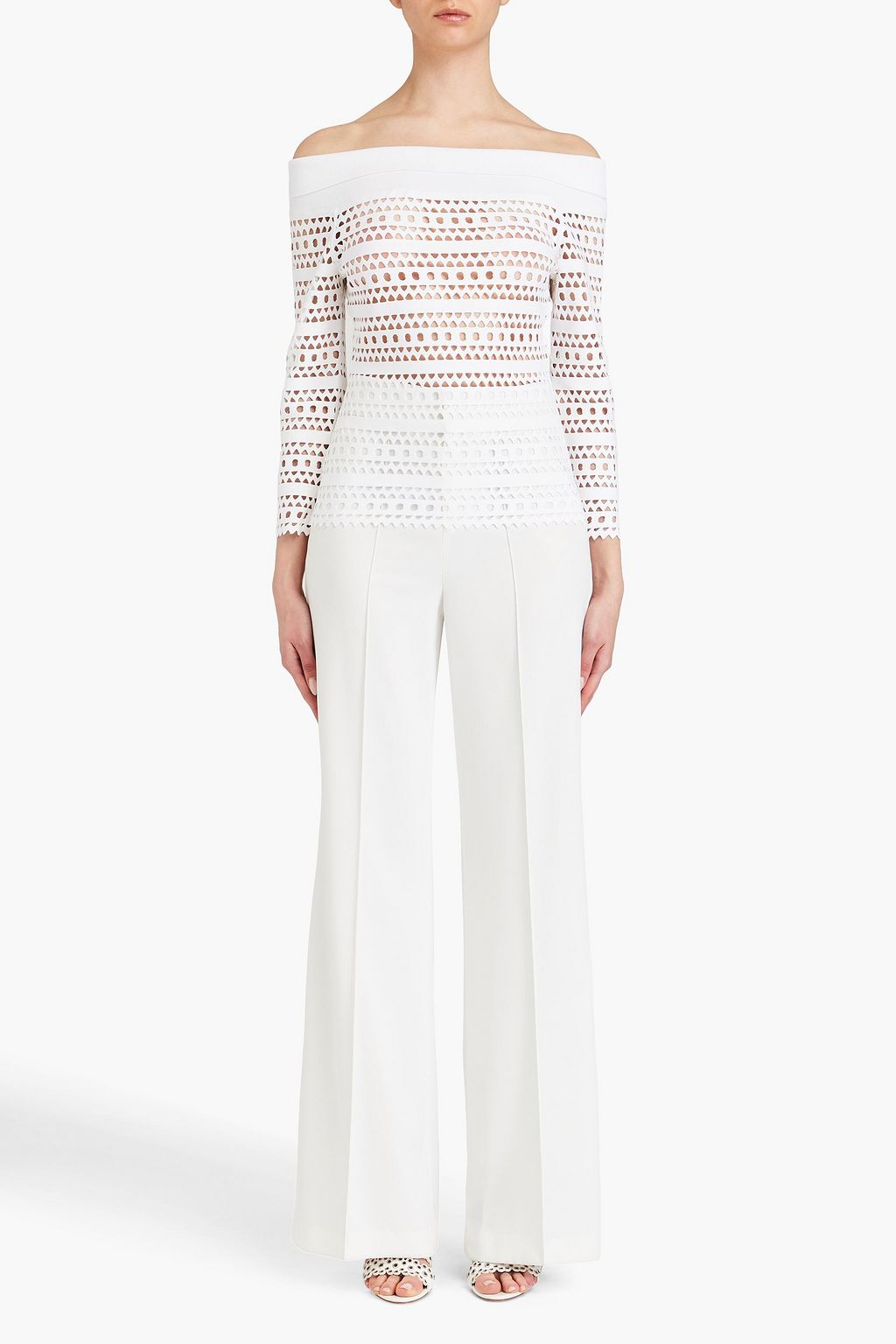 ALAÏA Schulterfreies Oberteil aus lasergeschnittenem Stretch-Jersey