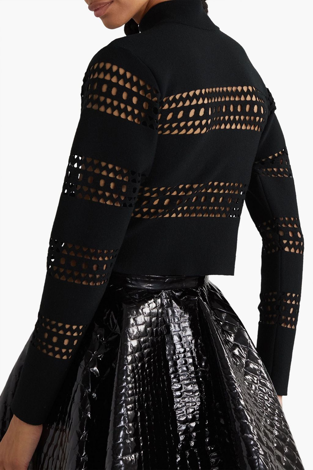 ALAÏA Laser-cut wool-blend turtleneck sweater