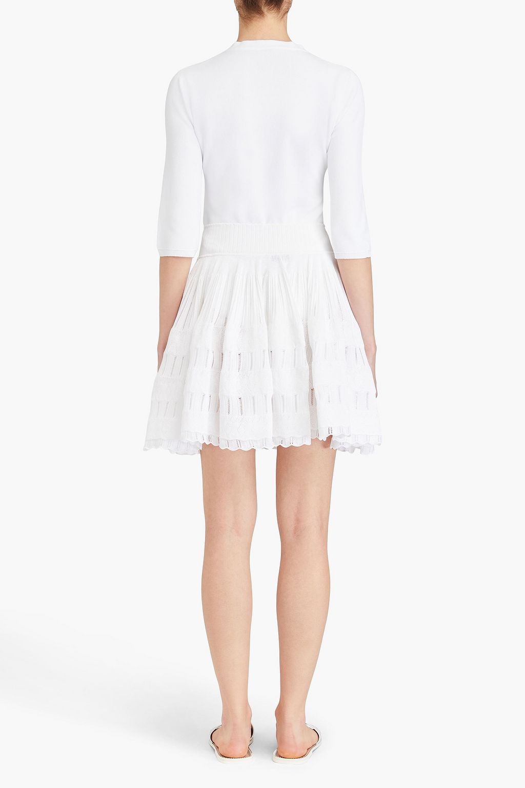 ALAÏA Tiered ruffled stretch-knit mini skirt