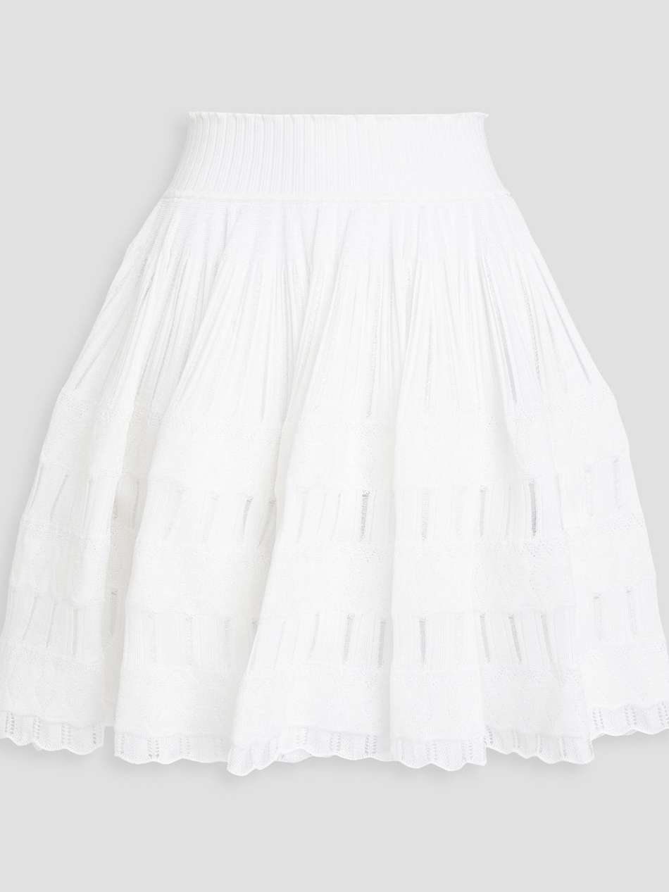 tiered ruffled stretch-knit mini skirt