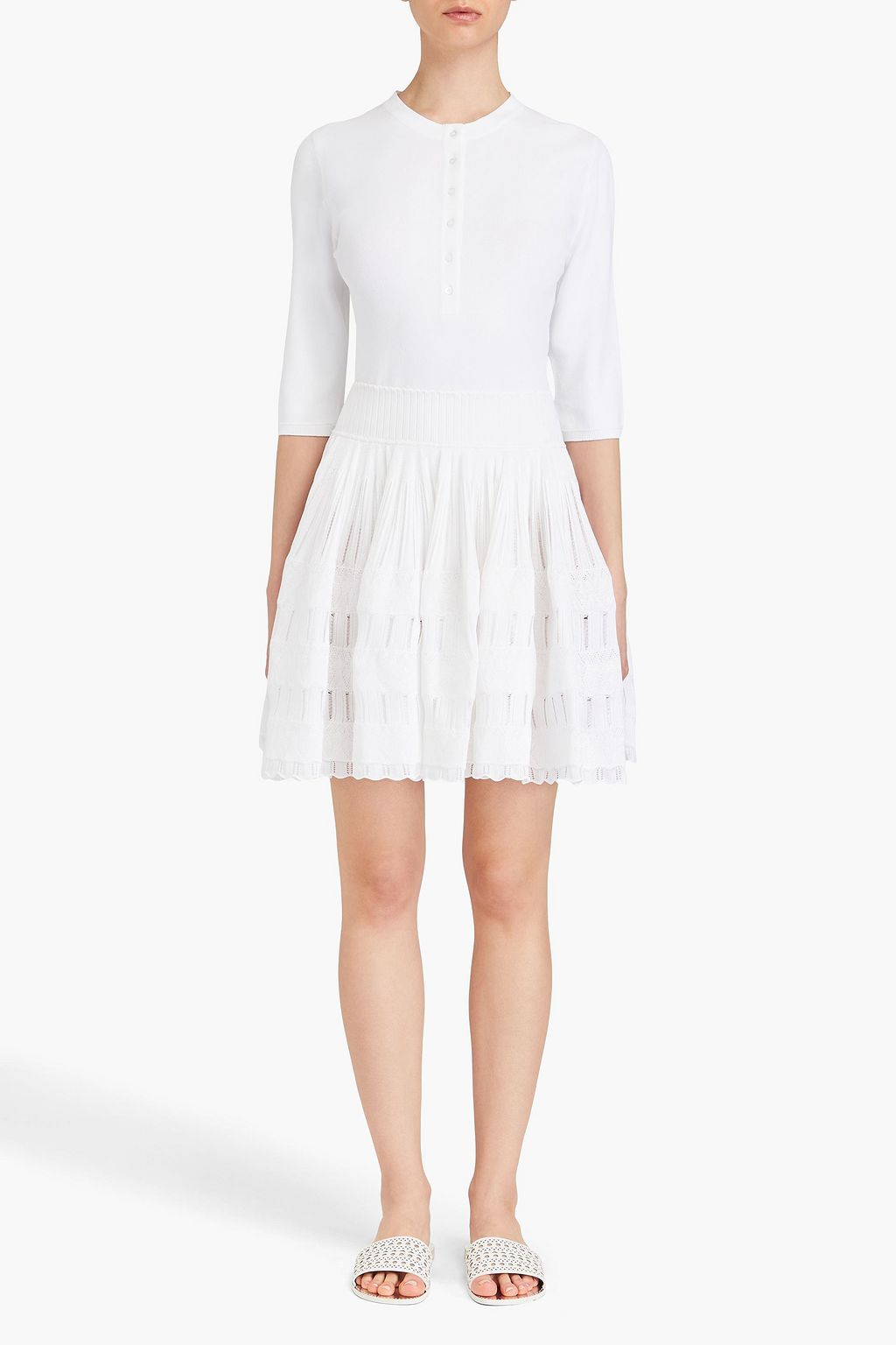ALAÏA Tiered ruffled stretch-knit mini skirt
