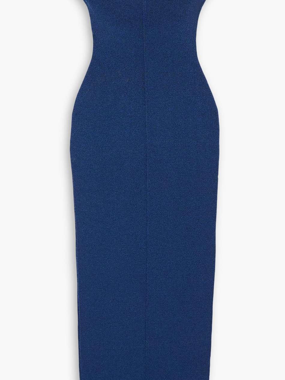 off-the-shoulder open-back wool-blend maxi dress