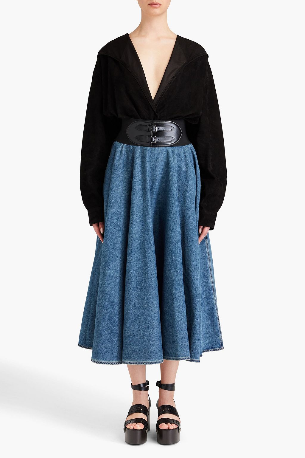 ALAÏA Suede hooded bodysuit