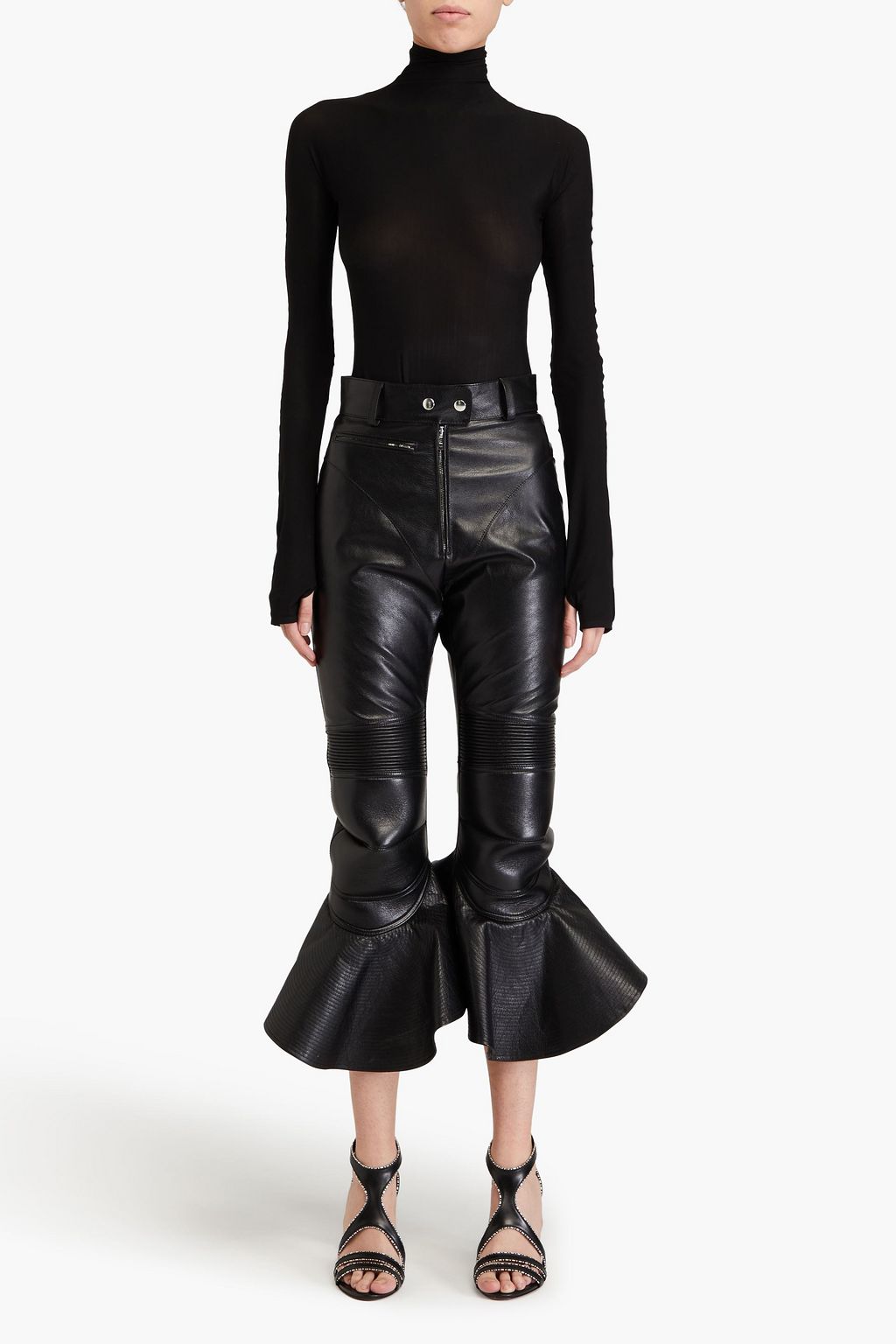 ALAÏA Cropped leather flared pants