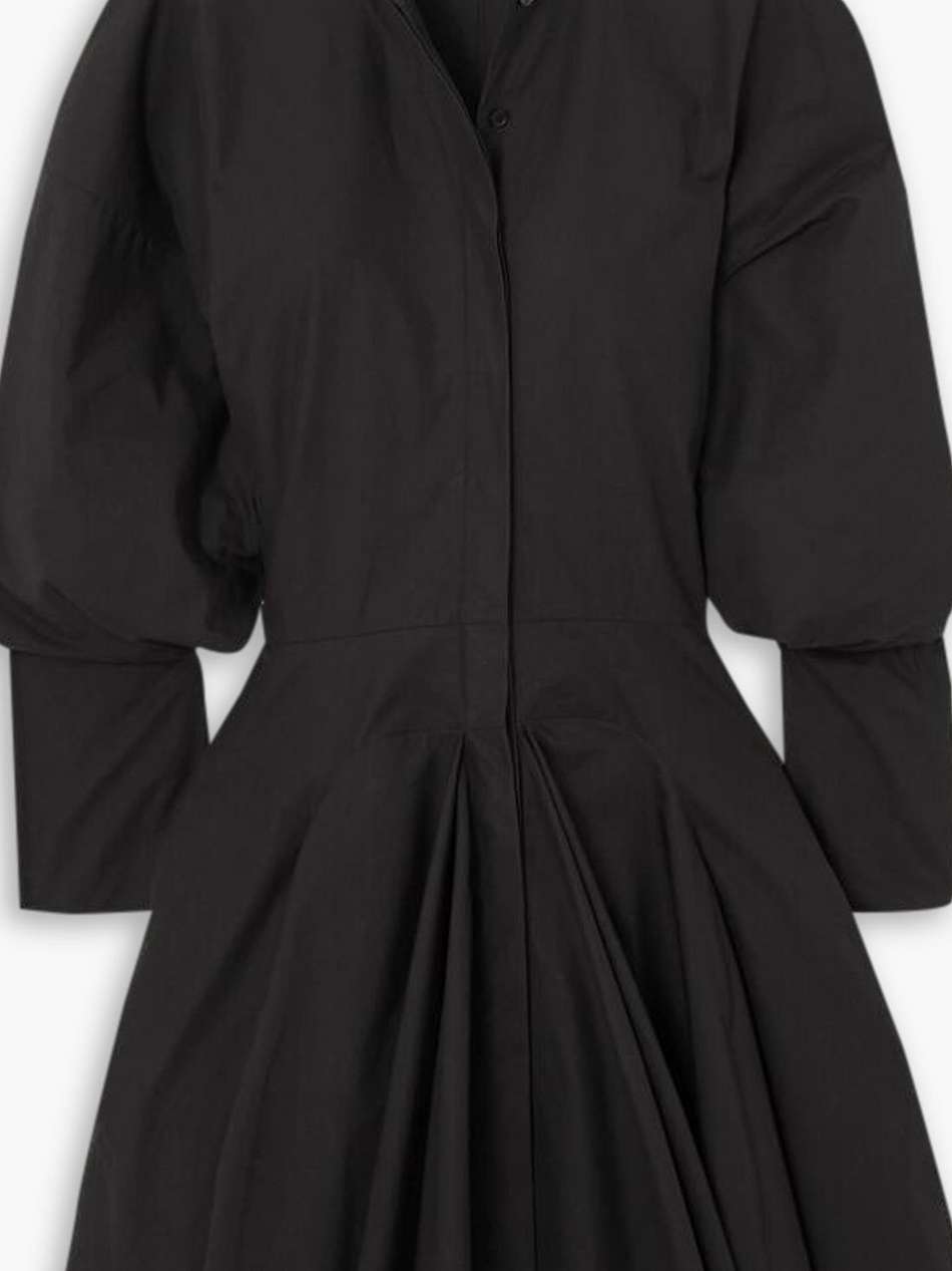 ruffled tiered cotton-poplin mini shirt dress