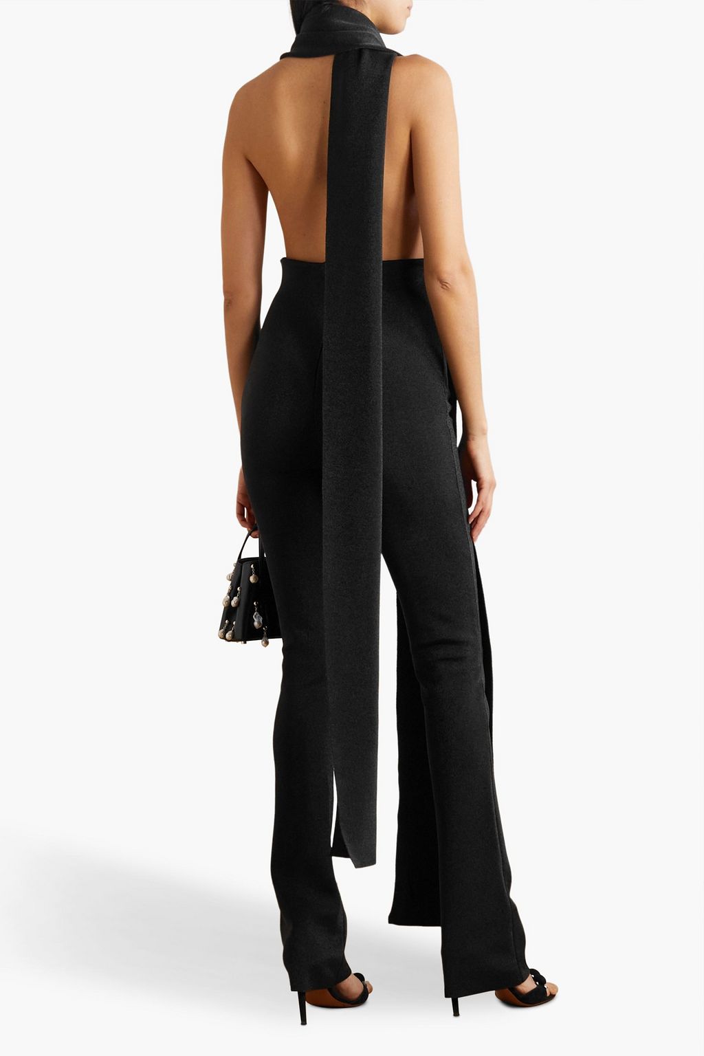 ALAÏA Jumpsuit aus einer Wollmischung in Metallic-Optik mit Rückenausschnitt
