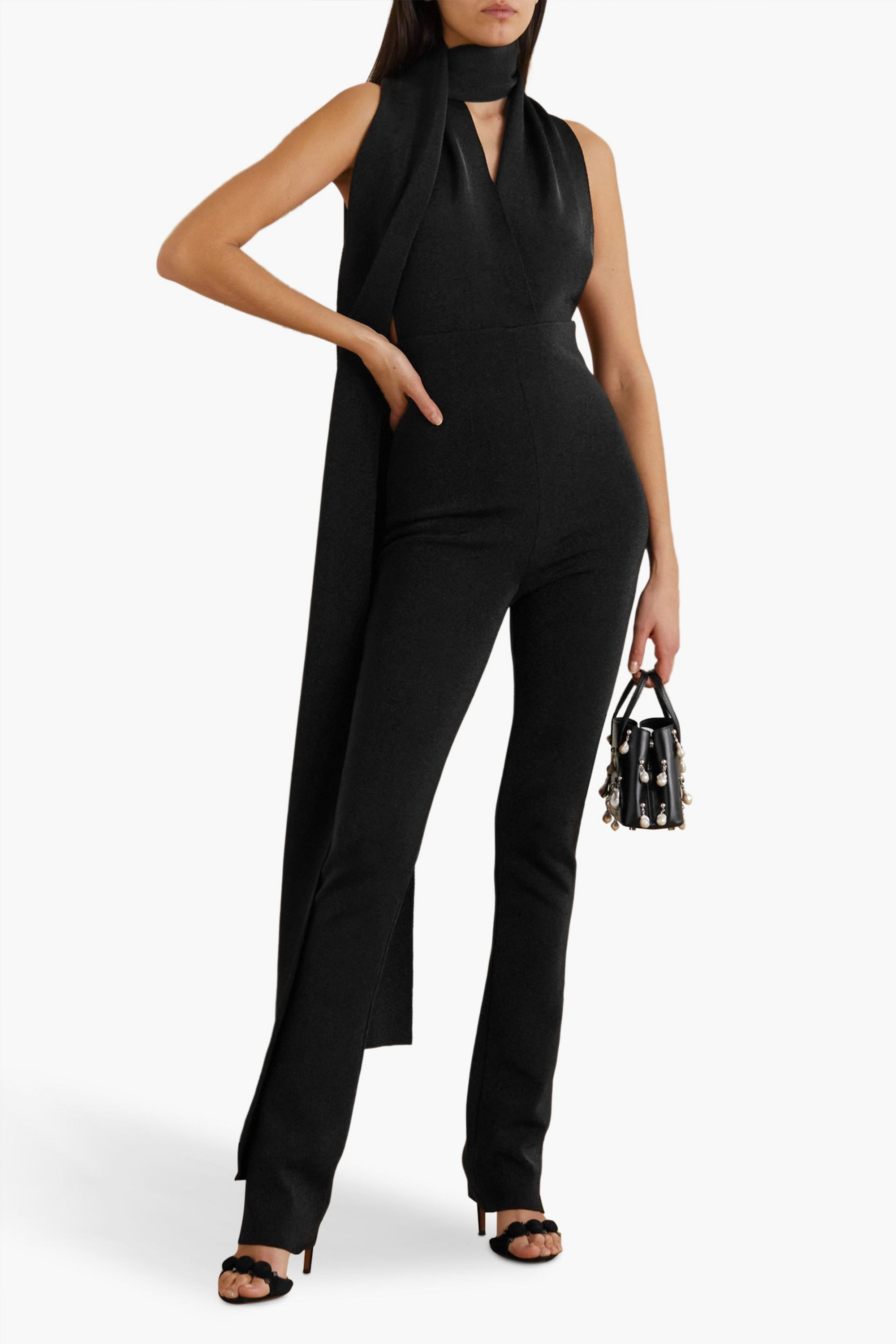 Alaïa Open-back metallic wool-blend jumpsuit