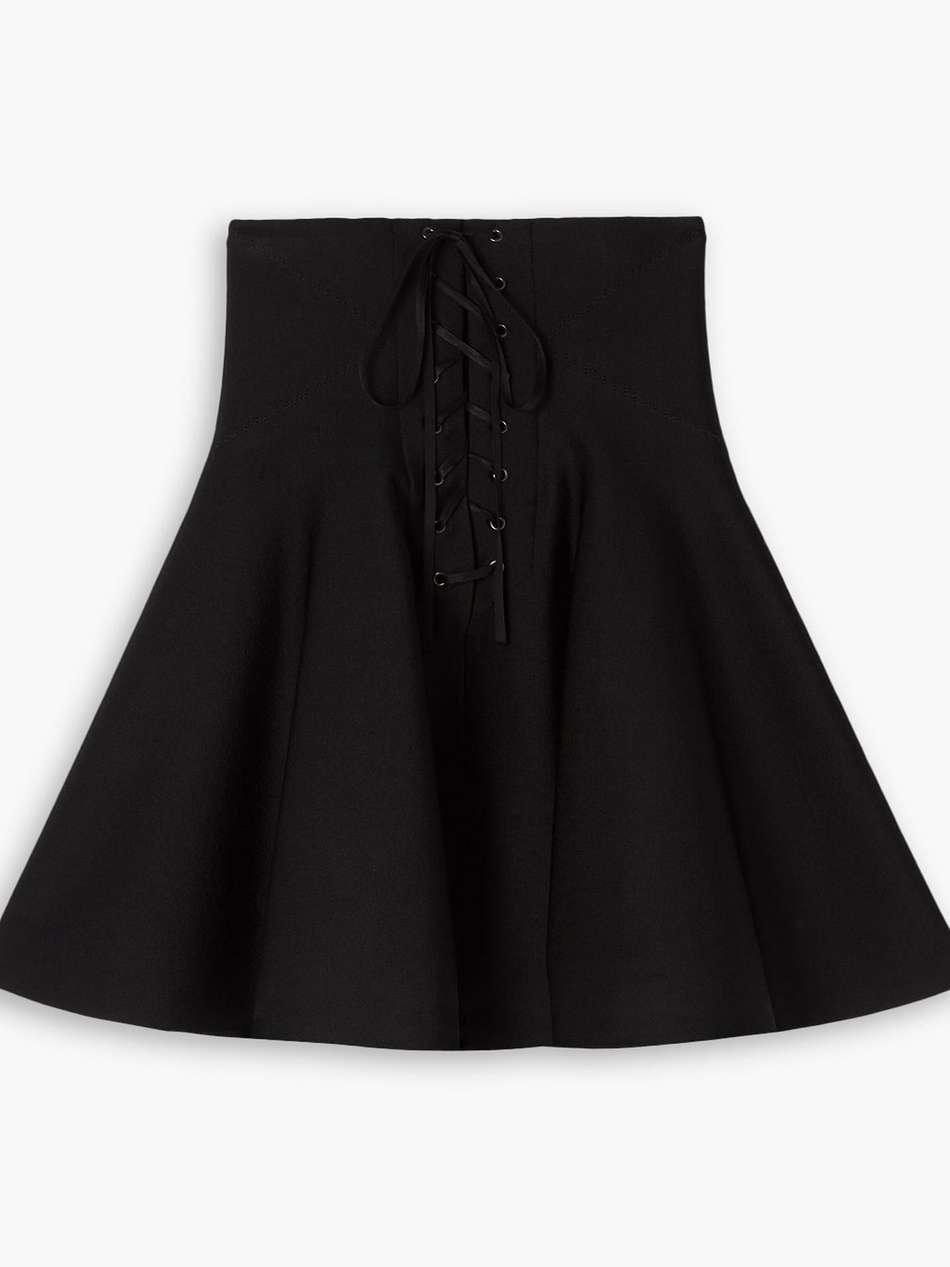lace-up knitted mini skirt