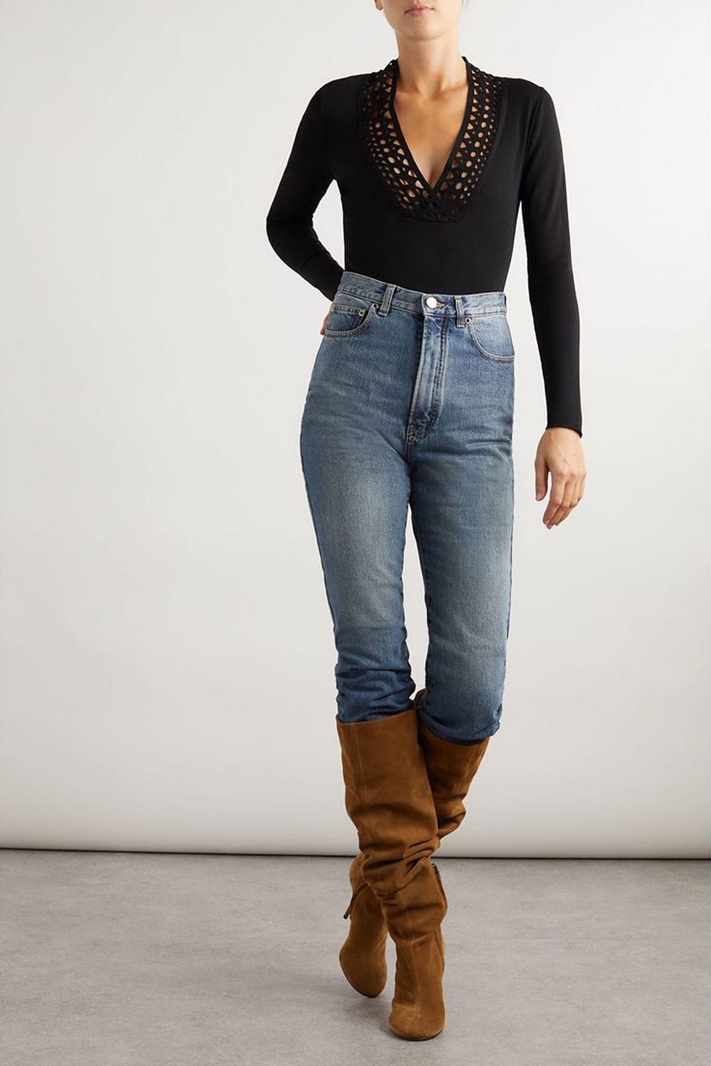 ALAÏA Body aus lasergeschnittenem Stretch-Jersey