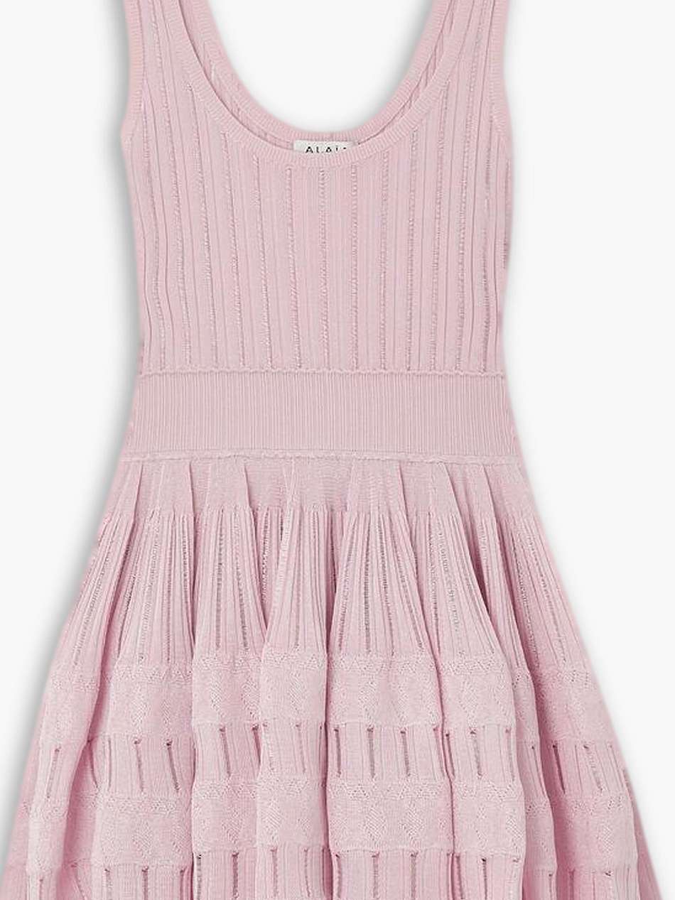 archetypes ribbed pointelle-knit mini dress