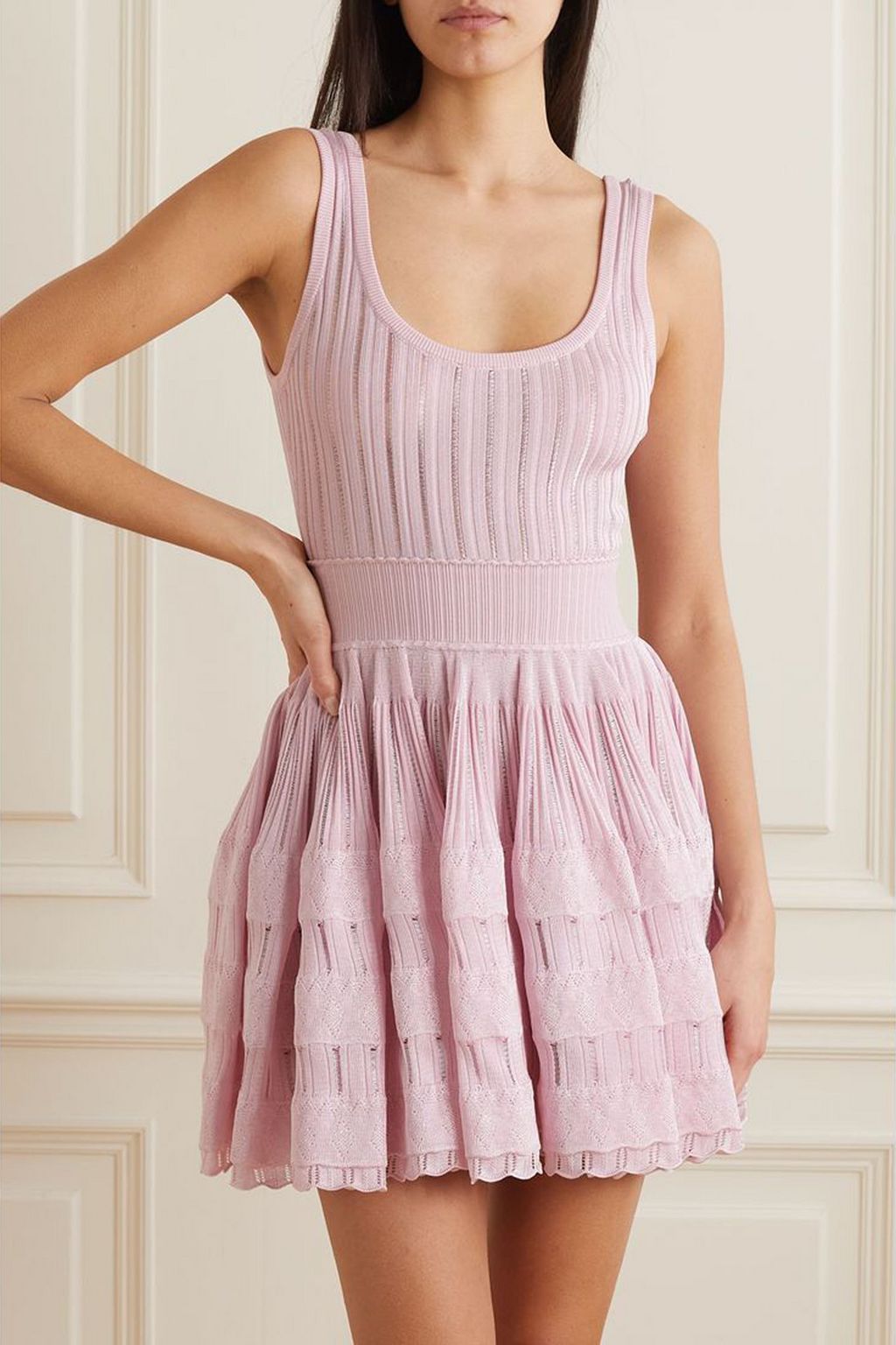 ALAÏA Archetypes ribbed pointelle-knit mini dress