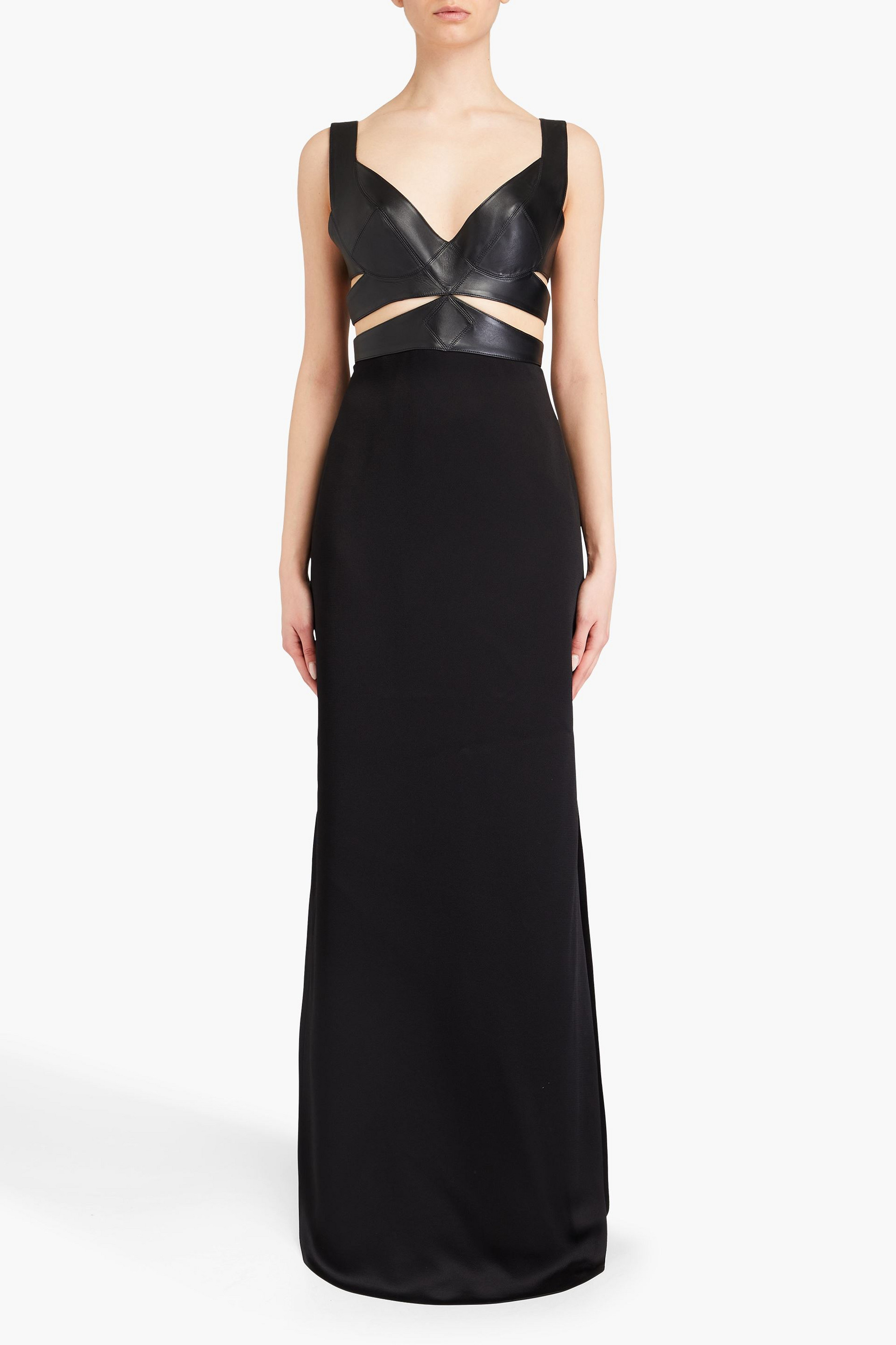 Alaa - Archetypes cutout leather and satin maxi dress | Plush