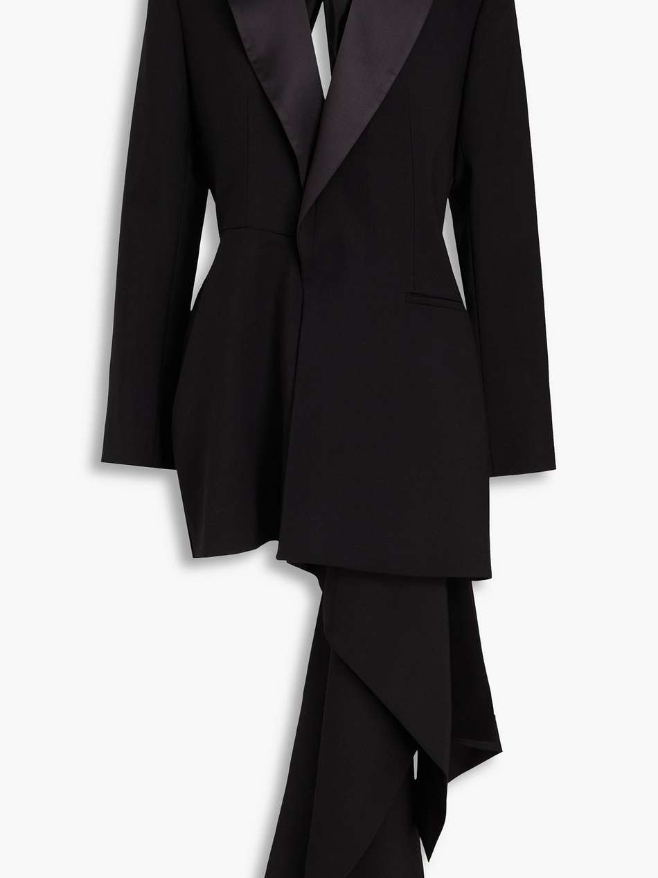 layered draped wool-blend twill mini dress