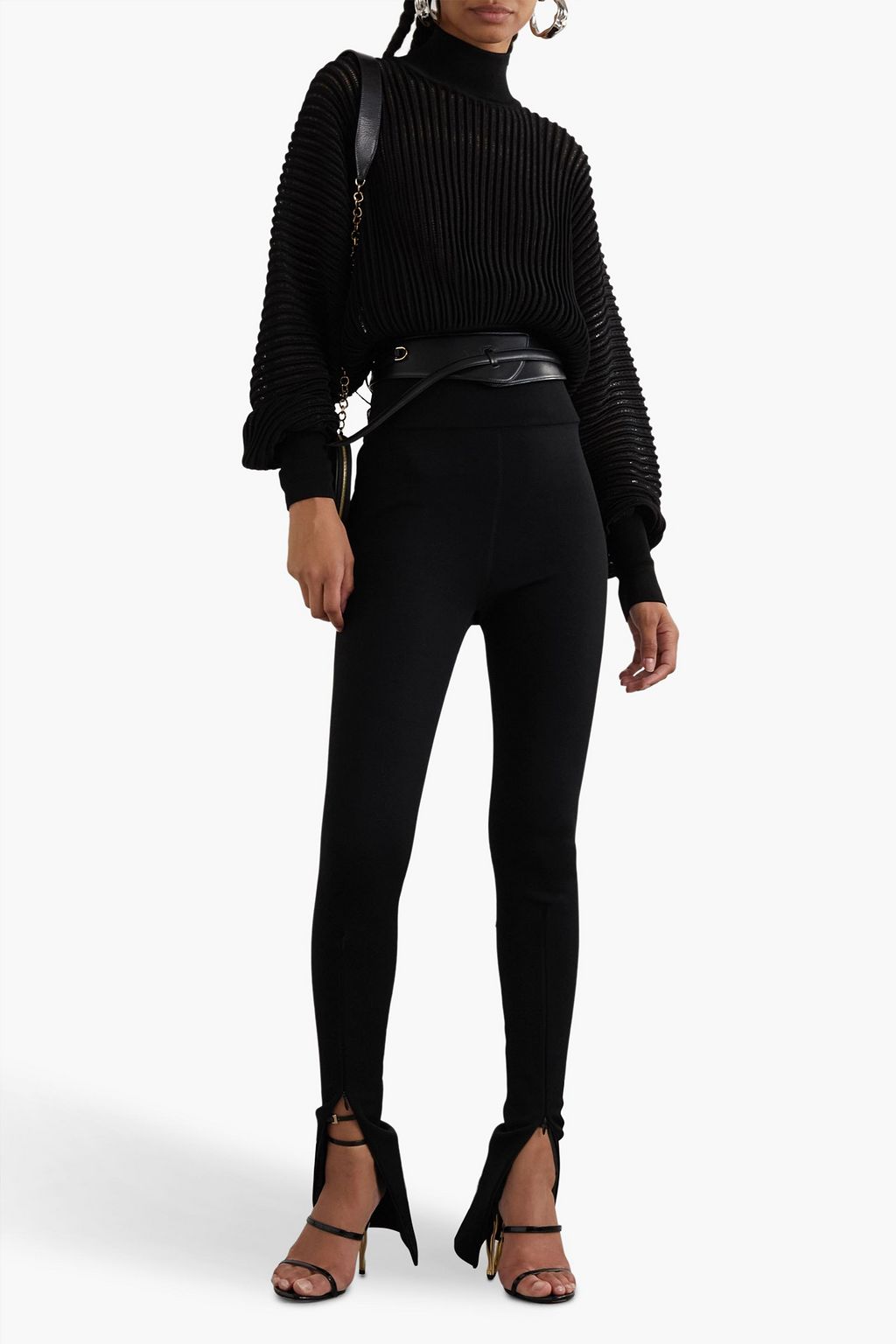 ALAÏA Metallic ribbed-knit turtleneck sweater