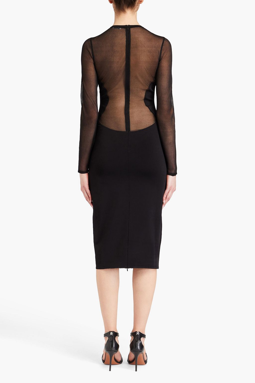 ALAÏA Silk and stretch-knit midi dress