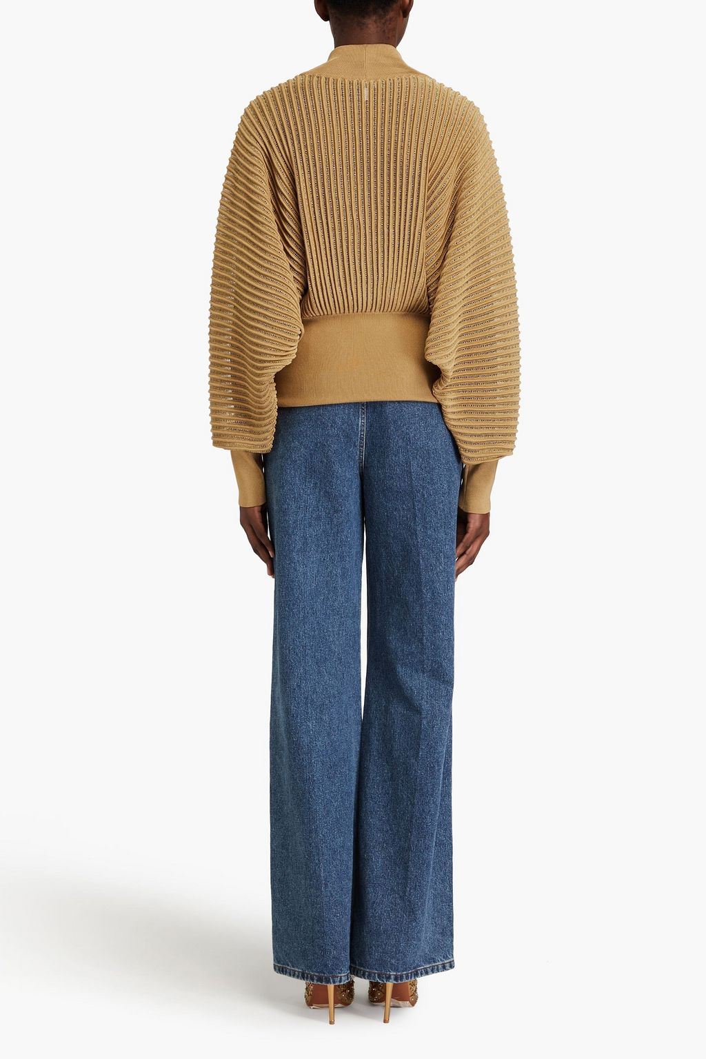 ALAÏA Metallic ribbed-knit turtleneck sweater